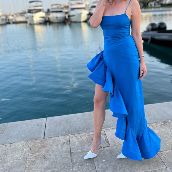 New with tags GIUSEPPE DI MORABITO Assymmetric Ruffled Square-Neck Gown 40 IT - Picture 8 of 14